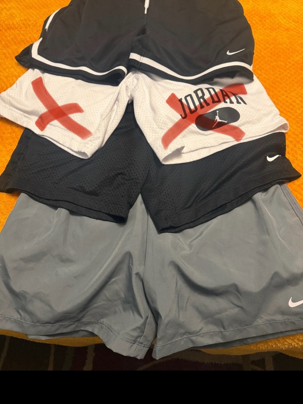 Bundle of 3 Nike/Jordan Kids Black, & Gray Athletic Shorts Bundle